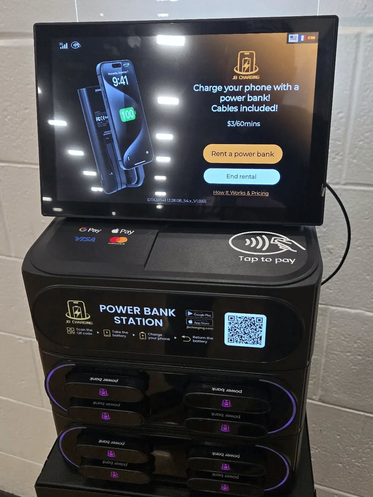 The same power-bank rental station, on a counter