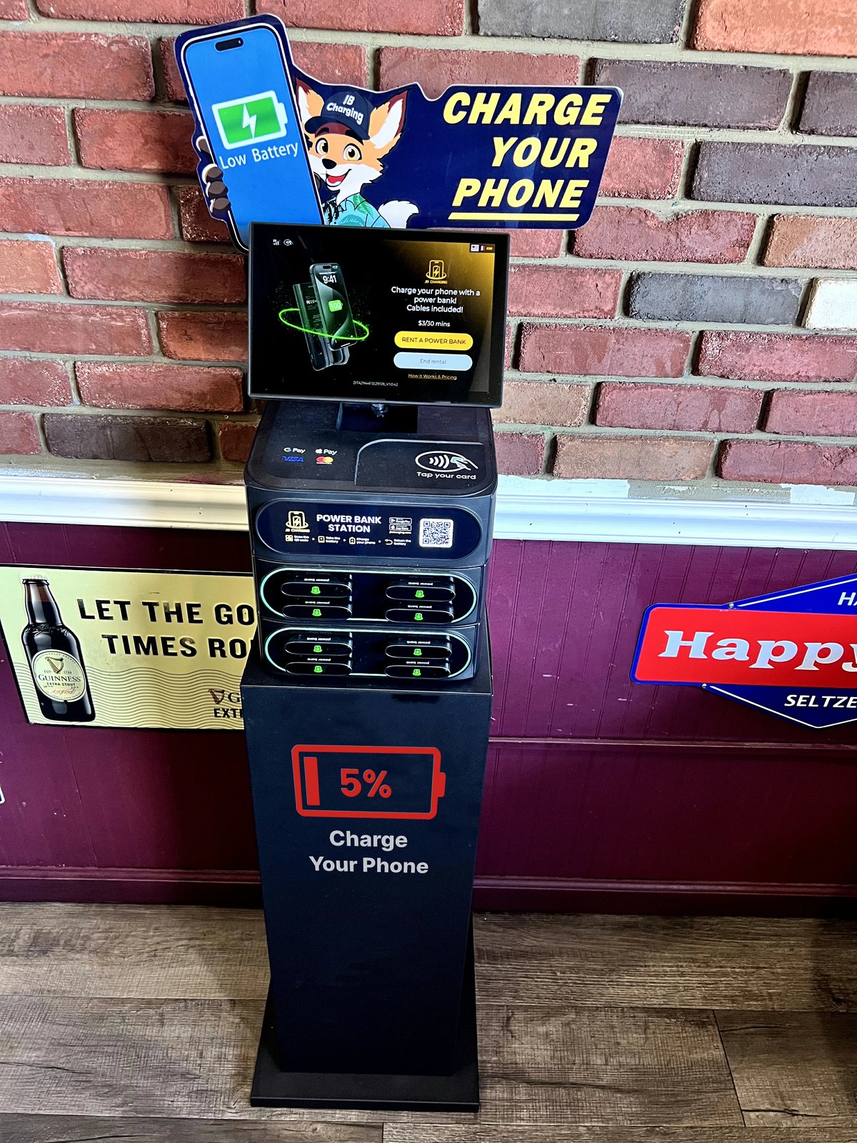 Rental station in a venue, ready for a guest to walk up
