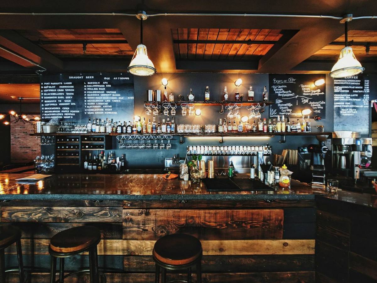 Bar interior ready for evening service